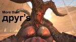  3d_(artwork) anthro anthrofied big_breasts breasts deathclaw digital_media_(artwork) duo erection fallout female hi_res horn huge_breasts human human_on_anthro humanoid interspecies kassdaq_(artist) larger_female looking_at_viewer male male/female mammal navel nipples nude open_mouth penis red_eyes scalie sex size_difference source_filmmaker titfuck tongue tongue_out video_games 