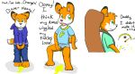  anthro blush bosky canine clothed clothing comic crouching cub english_text fox male mammal omorashi partially_clothed peeing simple_background sitting solo standing text underwear urine urine_pool watersports wetting young 