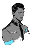  android closed_mouth connor_(detroit) detroit:_become_human expressionless jacket kanapy limited_palette looking_at_viewer male_focus necktie simple_background solo upper_body white_background 