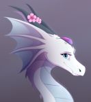  2018 blue_eyes digital_media_(artwork) dragon eyelashes female headshot_portrait horn icelectricspyro looking_at_viewer portrait simple_background solo spines 