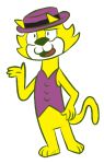  2018 3_toes 4_fingers alpha_channel anthro bottomless cat clothed clothing digital_drawing_(artwork) digital_media_(artwork) feline fishscalepaints fur hanna-barbera hat mammal open_mouth open_smile signature simple_background smile solo standing toes top_cat top_cat_(series) transparent_background yellow_fur 