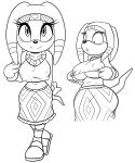  2018 anthro bandage big_breasts black_nose blush bracelet breasts clothed clothing crop_top crown echidna erect_nipples eyelashes female footwear gloves jewelry looking_at_viewer mammal midriff monotreme necklace nipple_bulge nipples sandals shirt skiddart skirt smile solo sonic_(series) standing tank_top tiara tikal_the_echidna tribal under_boob 