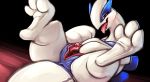  2018 3_toes absurd_res anus carrot_(artist) fangs female gaping gaping_pussy hi_res legendary_pok&eacute;mon lugia lying nintendo on_back open_mouth pok&eacute;mon pok&eacute;mon_(species) pussy pussy_juice saliva seductive solo thick_thighs toes tongue tongue_out urethra video_games wide_hips 