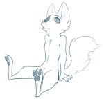  2018 anthro blue_and_white canine cheek_tuft disney female flat_chested fox fuel_(artist) looking_up mammal monochrome nude pawpads simple_background sitting skye_(zootopia) solo tuft white_background zootopia 