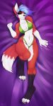  2018 alex(nbp) anthro bed bed_sheet bedding bedroom_eyes bra breasts canine clothed clothing digital_media_(artwork) female fox half-closed_eyes hi_res holding_sheets looking_at_viewer lying mammal nightmarebearpuff on_back panties seductive signature smile solo thick_thighs underwear voluptuous wide_hips 