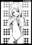  1girl 40010prototype blush breasts censored character_name copyright_name erect_nipples female frenda_seivelun highres long_hair looking_at_viewer monochrome navel nipples pussy seductive_smile slingshot_swimsuit small_breasts smile solo swimsuit swimsuit_pull to_aru_kagaku_no_railgun to_aru_majutsu_no_index 