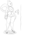  anthro big_breasts breasts business_suit clevage clothing elevator female footwear high_heels legendary_pok&eacute;mon mewtwo mootcookie_(artist) mostly_nude nintendo pok&eacute;mon pok&eacute;mon_(species) pussy scarf shoes simple_background suit video_games 