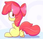  apple_bloom_(mlp) cub equine female feral friendship_is_magic hair horse looking_at_viewer looking_back mammal mr-degration my_little_pony red_hair simple_background sitting solo white_background young 