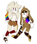  belt bisexual_flag black_nose blep boots brown_fur bulge cheek_tuft clothed clothing droopy_ears duo fangs footwear fur gay_flag gloves hair hedgehog lagomorph legwear long_ears long_hair m3t-s0nic male mammal nude rabbit red_eyes shoes short_ears short_tail shorts shy socks tongue tongue_out topless tuft white_fur yellow_eyes 