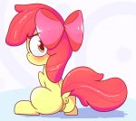  anus apple_bloom_(mlp) blush butt cub equine female feral friendship_is_magic hair horse looking_at_viewer looking_back mammal mr-degration my_little_pony pussy red_hair simple_background sitting solo white_background young 
