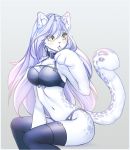  bikini blep blue_hair blush bra cheek_tuft clothing collar ear_tuft feline female gigamessy hair legwear leopard long_hair long_tail looking_at_viewer mammal panties pink_nose rubber shy snep snow_leopard solo spandex stockings swimsuit tight_clothing tongue tongue_out tuft underwear yellow_eyes 
