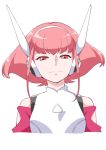  barara_peol bare_shoulders gundam gundam_g_no_reconguista headgear pink_hair red_eyes short_hair shouji_nigou sidelocks simple_background smirk solo white_background 