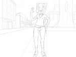  2018 absurd_res anthro building cartoon_network cat clothed clothing detailed_background digital_media_(artwork) english_text feline female footwear fur hi_res leaning looking_at_viewer mammal mother nicole_watterson open_mouth outside pants parent shirt shoes sky smile solo standing text the_amazing_world_of_gumball tree v-neck_shirt whiskers zambs 