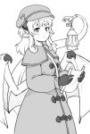  capelet closed_mouth coat commentary_request demon_girl demon_horns demon_wings gloves greyscale holding horns lantern lilim_(monster_girl_encyclopedia) long_hair long_sleeves looking_at_viewer maritan_(pixelmaritan) monochrome monster_girl_encyclopedia pointy_ears prehensile_tail scroll short_hair simple_background smile solo standing tail white_background wings 