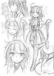  =_= ^_^ ahoge bare_shoulders blush breasts closed_eyes detached_sleeves eyebrows_visible_through_hair fang greyscale hairband heart_ahoge ichimi kantai_collection kongou_(kantai_collection) large_breasts long_hair monochrome nontraditional_miko open_mouth remodel_(kantai_collection) sketch skirt smile solo thighhighs translation_request wide_sleeves 