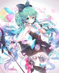  :o b_rock bad_id bad_pixiv_id bare_shoulders black_bow black_dress black_footwear blue_eyes blue_hair blue_neckwear blush boots bow commentary_request cube dress glint gloves hair_bow hand_up hatsune_miku long_hair looking_at_viewer looking_back necktie parted_lips petals solo thigh_boots thighhighs twintails twisted_torso very_long_hair vocaloid white_gloves 