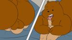  2018 69_position ball_grab balls bear bed cartoon_network comic fellatio grizzly_(wbb) grizzly_bear human humanoid_penis licking male male/male mammal moobjob obese one_eye_closed oral overweight penis sex simple_background tailwag these_aren&#039;t_my_glasses thevillager tongue tongue_out we_bare_bears wink 