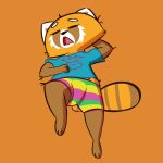  aggressive_retsuko anthro barefoot clothing eyelashes eyes_closed female gabbah hi_res mammal open_mouth orange_background panties red_panda retsuko sanrio shirt simple_background sleeping solo underwear 