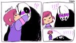  ambiguous_gender animated_skeleton blush bone comic dogpu duo gaster human kissing male mammal not_furry protagonist_(undertale) screaming skeleton undead undertale video_games 