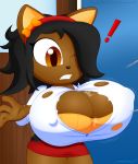  anthro areola big_breasts breast_expansion breasts clothed clothing feline female fur gloves hair huge_breasts hyper hyper_breasts mammal nipples savanna shocked slickehedge solo sonic_(series) student video_games voyeur wardrobe_malfunction 