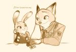  2018 anthro canine clothed clothing disney female fox fur judy_hopps lagomorph male mammal munya_chuu nick_wilde police_uniform rabbit uniform zootopia 