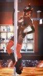  2018 3d_(artwork) anthro anthrofied bikini breasts clare_(artist) clothed clothing collar dancing digital_media_(artwork) equine fan_character female footwear friendship_is_magic gloves hi_res horn latex_gloves legwear looking_at_viewer lust mammal my_little_pony naughty_face pole pole_dancing skimpy solo source_filmmaker standing strip_club swimsuit thigh_highs 