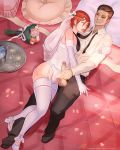  absurdres bad_id bad_tumblr_id blue_eyes bouquet bride caustic_crayon champagne_flute cup drinking_glass erection flower gloves highres ice lingerie multiple_boys nipples original otoko_no_ko short_hair testicles thighhighs underwear yaoi 