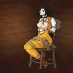  1girl amulet areolae arms_behind_back bdsm black_hair blouse bodysuit bondage boots breasts captured chair choker final_fantasy final_fantasy_ix gagged garnet_til_alexandros_xvii necklace nipples purple_eyes rope santystuff square_enix square_soft tears thigh_belt tied_up 