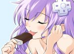  blush closed_eyes d-pad d-pad_hair_ornament eyebrows_visible_through_hair food hair_ornament ice_cream iwasi-r licking nepgear neptune_(series) purple_hair tongue tongue_out 