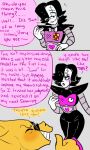  alphys anthro blush clothed clothing comic digital_media_(artwork) duo english_text eyewear glasses hair humanoid long_hair machine male mettaton mettaton_ex nsfwshamecave open_mouth robot simple_background text underlust undertale video_games 