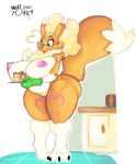  angelbreed anthro big_breasts breasts cake digimon eyewear female food glasses mature_female nipples oven_mitts pubes renamon slightly_chubby solo standing thick_thighs voluptuous 