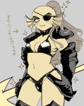  :3 anthro bikini breasts cleavage clothed clothing eye_patch eyewear female fish grey_background hair marine melee_weapon polearm ribon22 shoulder_pads simple_background sketch skimpy small_breasts spear swimsuit undertale undyne video_games weapon 