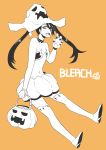  1girl arrancar artist_request black_hair bleach boots breasts female full_body halloween hat loly_aivirrne long_hair looking_at_viewer monochrome skirt small_breasts solo twintails witch_hat 