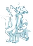  2018 ? anthro blue_and_white blush canine cheek_tuft disney duo eye_contact female female/female flat_chested fox fuel_(artist) half-closed_eyes hand_on_knee mammal monochrome nude selfcest simple_background sitting skye_(zootopia) smile square_crossover tuft white_background zootopia 
