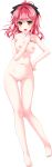  ass_visible_through_thighs azuma_nagisa barefoot breasts censored chikotam collarbone eyebrows_visible_through_hair full_body hair_intakes hair_ribbon hand_on_hip hand_to_own_mouth highres long_hair looking_at_viewer medium_breasts mosaic_censoring navel nipples non-web_source nude official_art open_mouth pussy red_hair ribbon solo transparent_background yakusoku_no_natsu_mahoroba_no_yume yellow_eyes 