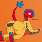  2018 anal anal_penetration anus archeops avian balls blush butt claws dabelette digital_media_(artwork) disembodied_penis duo erection feathered_wings feathers humanoid_penis male male/male male_penetrating nintendo open_mouth penetration penis pok&eacute;mon pok&eacute;mon_(species) sex simple_background text video_games wings 
