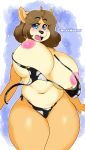  ! &lt;3 2018 anthro arnachy belly big_breasts bikini blue_eyes blush bouncing_breasts breasts brown_hair canine clothed clothing cow_print deep_navel digital_media_(artwork) dog female hair hi_res huge_breasts june_(jinu) lactating mammal navel nipples open_mouth shiba_inu slightly_chubby solo surprise swimsuit thick_thighs topless voluptuous wardrobe_malfunction wide_hips 