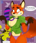  2017 anthro big_breasts blush breast_expansion breasts canine chest_tuft cleavage clenched_teeth clothed clothing crossgender dialogue disney dragon duo fangs female fox gender_transformation green_eyes grin horn mammal mtf_transformation navel necktie nick_wilde nucas_kaku_dragon shirt shocked simple_background smile solo_focus sparkles standing surprise teeth theawesomefoxguy transformation tuft underwear wardrobe_malfunction zootopia 