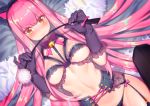  &gt;:) animal_ears artist_name bangs bell black_gloves black_legwear black_panties blush bow breasts cat_ears choker closed_mouth dutch_angle fake_animal_ears fate/grand_order fate_(series) fiodo frill_trim garter_straps glint gloves hairband holding_whip jingle_bell lingerie lips long_hair medb_(fate)_(all) medb_(fate/grand_order) medium_breasts navel panties pink_hair ribbon_choker riding_crop shiny shiny_hair sidelocks smile solo thighhighs underwear underwear_only v-shaped_eyebrows very_long_hair whip yellow_eyes 