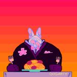  2015 5_fingers ambiguous_gender angry animal_head animal_humanoid animated barking bite bow_tie bust_portrait canine chihuahua clothed clothing cute digital_drawing_(artwork) digital_media_(artwork) dog dog_humanoid flower food fork front_view gloves gogarty gradient_background holding_object humanoid humanoid_hands humor loop mammal meat meatball no_sclera orange_background pasta pink_eyes pink_nose plant portrait red_background saliva sharp_teeth signature simple_background small_head snout solo spaghetti table tan_body teeth toony tuxedo whiskers 