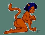  2015 animal_humanoid anthro blue_eyes blue_hair breasts brown_fur butt cat_humanoid feline female fur hair humanoid kaori mammal nude pussy shaq_fu unknown_artist 