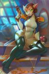  2018 anthro breasts captain_amelia clothed clothing disney feline female green_eyes gun looking_at_viewer mammal miles_df ranged_weapon treasure_planet voluptuous weapon 