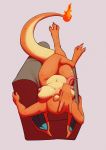  2018 3_toes anthro areola belly big_breasts breasts charizard claws crossed_legs dragon female fire forked_tongue fuzzamorous glalee horn looking_at_viewer looking_back lying navel nintendo nipples nude on_back pinup pok&eacute;mon pok&eacute;mon_(species) pok&eacute;morph pose seductive sofa solo thick_thighs toe_claws toes tongue tongue_out video_games wide_hips wings 