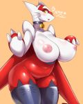  2018 absurd_res anthro anthrofied areola bell bell_collar big_breasts blush breasts clothing collar female hi_res latias legendary_pok&eacute;mon legwear looking_at_viewer mleonheart nintendo nipples pok&eacute;mon pok&eacute;mon_(species) pok&eacute;morph simple_background solo thick_thighs thigh_highs video_games voluptuous wide_hips 