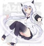  animal_ears animal_hood azuma_lim azuma_lim_channel bangs barefoot black_legwear black_skirt blush brown_eyes cat_ears cat_hood character_name closed_mouth commentary_request eyebrows_visible_through_hair hair_between_eyes head_tilt hood hood_up hoodie long_hair long_sleeves looking_at_viewer outstretched_arms pleated_skirt puffy_long_sleeves puffy_sleeves silver_hair skirt smile solo stirrup_legwear swon_(joy200892) thighhighs toeless_legwear very_long_hair virtual_youtuber white_hoodie 