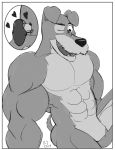  abs anthro anthrofied biceps big_muscles canine caseyljones cocker_spaniel digital_media_(artwork) disney dog duo featureless_crotch female feral greyscale lady_(latt) lady_and_the_tramp larger_male macro male mammal micro monochrome muscular size_difference smaller_female solo_focus spaniel tramp 