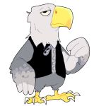 2017 3_fingers animal_crossing anisodactyl anthro apollo_(animal_crossing) avian bald_eagle beak biped bird black_eyes bottomless claws clothed clothing digital_drawing_(artwork) digital_media_(artwork) dipstick_beak eagle feathered_wings feathers featureless_crotch fingerless_(marking) front_view frown full-length_portrait gogarty grey_feathers half-closed_eyes head_tuft looking_at_viewer looking_away male multicolored_feathers nintendo portrait shirt simple_background standing toe_claws toony two_tone_feathers unimpressed video_games white_background white_claws white_feathers winged_arms wings yellow_beak zipper 