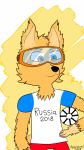  2018 4_fingers angryadamfight anthro ball canine clothed clothing digital_media_(artwork) eyewear fifa fully_clothed fur goggles male mammal mascot simple_background soccer_ball solo wolf zabivaka 