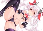  ass_visible_through_thighs azur_lane bangs bare_shoulders black_bow black_bra black_footwear black_panties boots bow bowtie bra breasts cameltoe closed_mouth commentary_request covered_clitoris covered_nipples detached_collar detached_sleeves dutch_angle fang fang_out fingernails front-tie_bra garter_belt hair_between_eyes hair_ornament hair_ribbon half-closed_eyes heart heart-shaped_pupils high_heel_boots high_heels leg_lift lingerie long_hair looking_at_viewer lying micro_bra nail_polish nekomicha on_back panties partially_visible_vulva pink_nails red_eyes red_neckwear red_ribbon ribbon shiny shiny_clothes shiny_hair shiny_skin short_sleeves simple_background sleeve_cuffs small_breasts smile solo spread_legs string_bra sweat symbol-shaped_pupils thigh_boots thighhighs thong twintails underboob underwear underwear_only vampire_(azur_lane) very_long_hair white_background white_hair wing_collar wrist_cuffs 