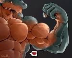  &lt;3 2018 abs animated anthro biceps black_background digital_media_(artwork) dragon flexing green_skin lizardman_(spar) male multicolored_skin muscular muscular_male orange_skin sharp_teeth signature simple_background solo speech_bubble teeth triceps two_tone_skin waddledox 